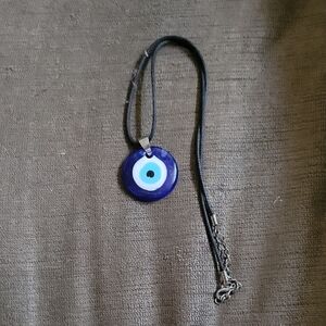 Evil Eye Pendant Necklace - Blue and Black